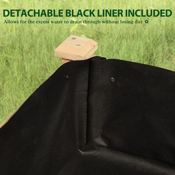 47 in. L x 23 in. W x 30 in. H Cedar Wood Raised Garden Bed, Elevated Planter Box with Liner, Natural