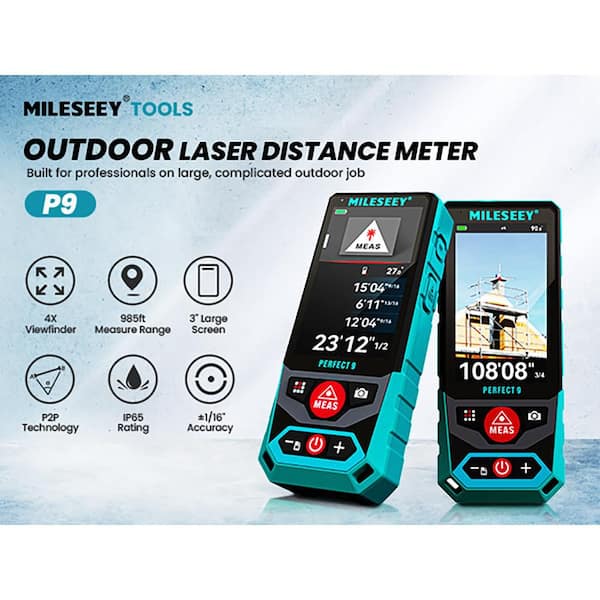 MILESEEY P9 980 ft. Professional Outdoor Laser Measuring Tool for