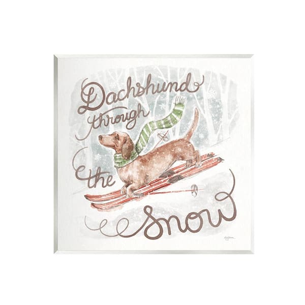 Stupell Industries Dachshund Through Snow by Mary Urban 1-Piece Unframed Graphic Print Animal Poster Art Print 12 in. x 12 in.