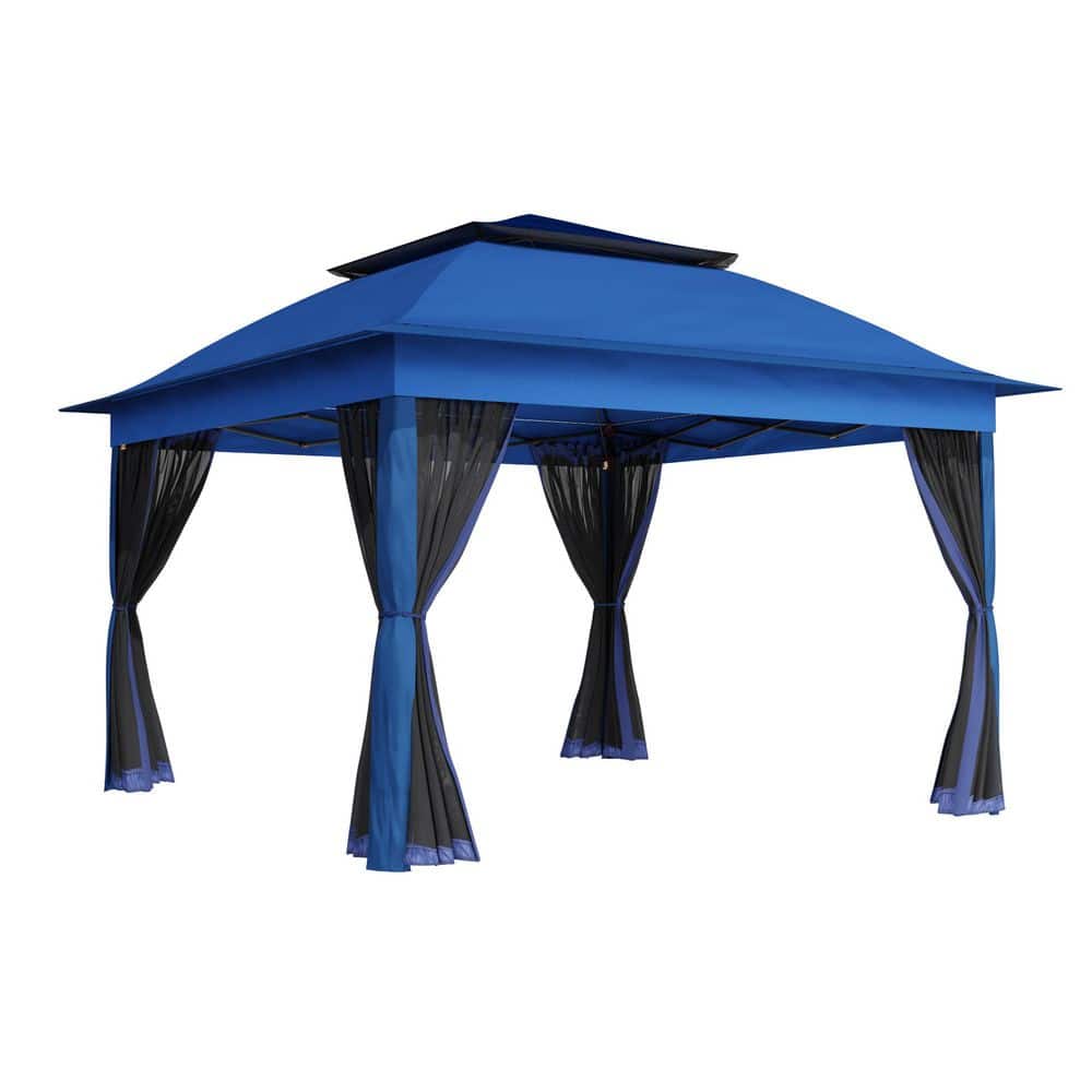 11 ft. x 11 ft. Dark Blue Pop-Up Outdoor Patio Steel Metal Frame Soft Top Gazebo with Mosquito Netting price history on PriceWatchPro