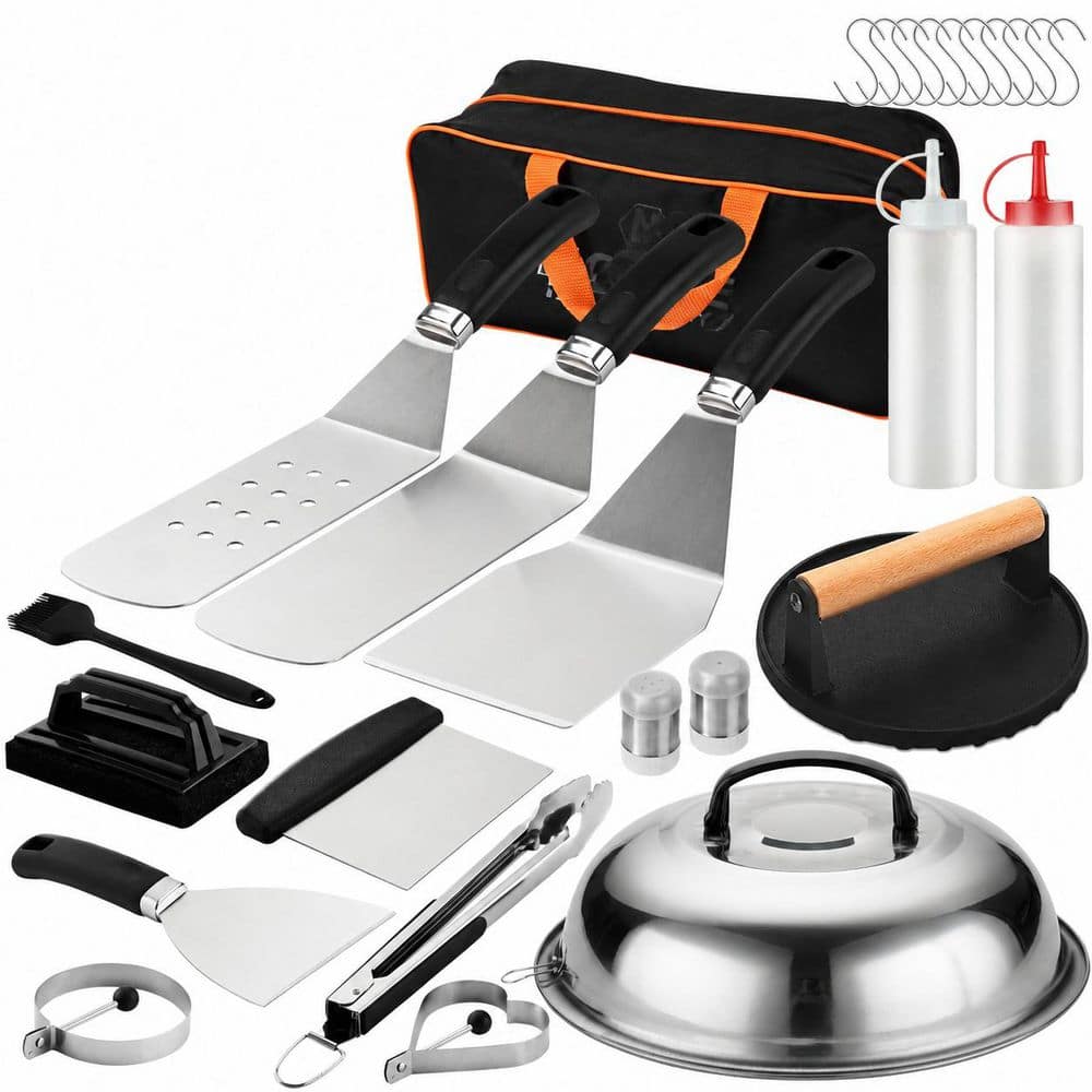 27 Piece Stainless Steel Silver Griddle Accessories Kit Flat Top Grill Cooking Spatula Set Outdoor BBQ price history on PriceWatchPro