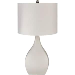 Micawber 25.5 in. Light Gray Indoor table Lamp with White Drum Shaped Shade