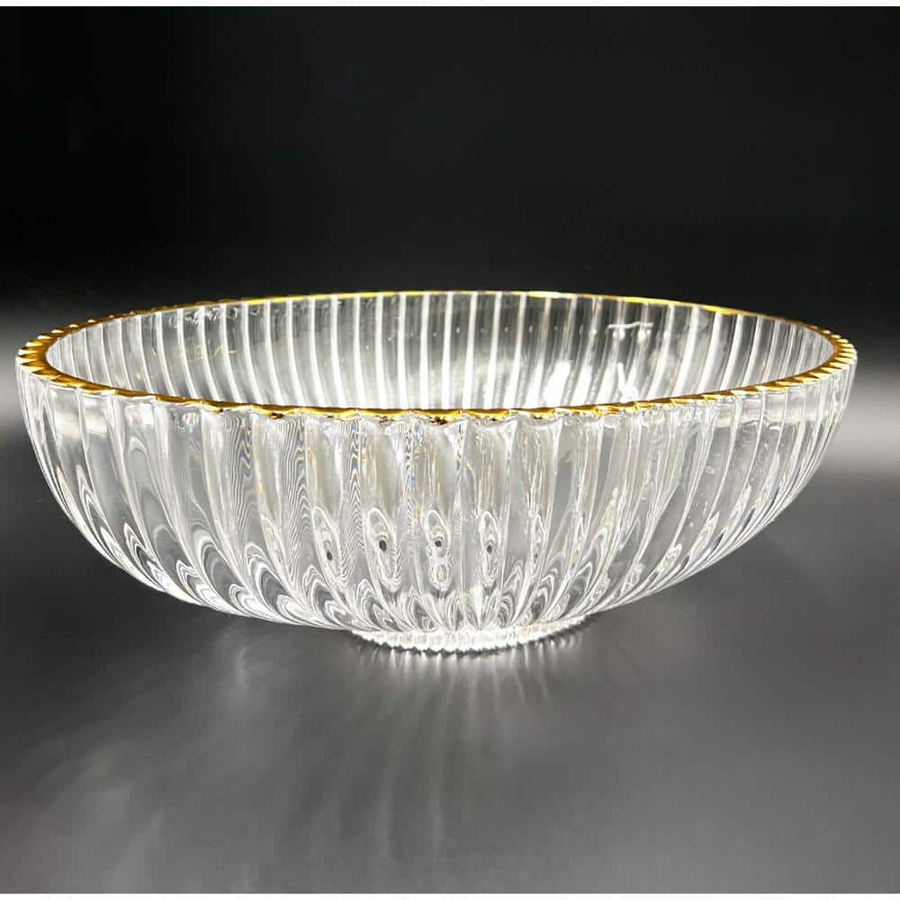 Clear and Gold Oval Glass Vessel Bathroom Sink