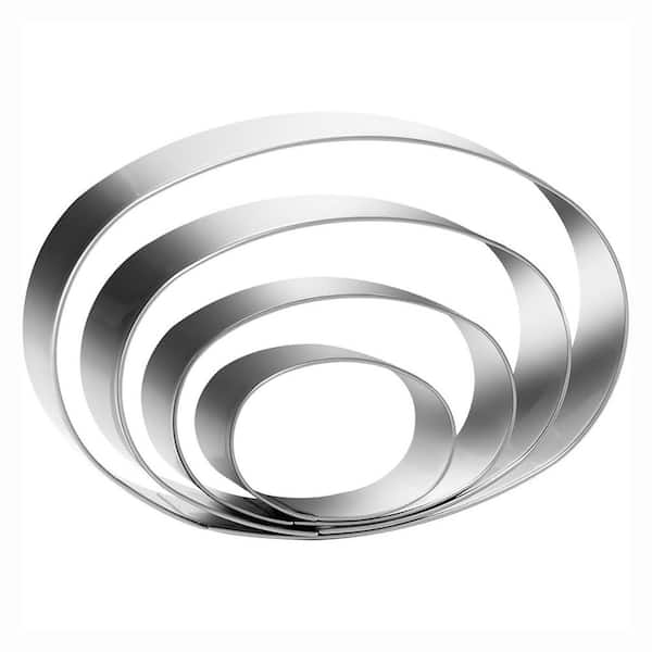 4-Piece Stainless Steel Oval Cookie Cutter Set Geometric Shape Molds for Homemade Biscuit and Cake Baking