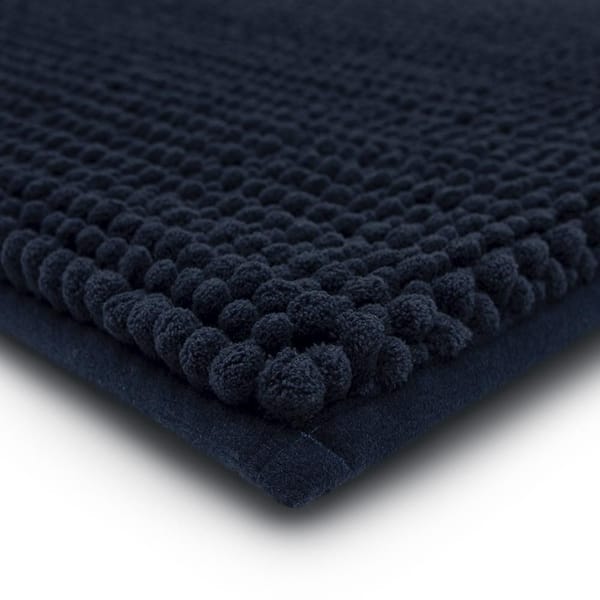 Home Decorators Collection Eloquence Navy 20 in. x 34 in. Nylon Machine  Washable Bath Mat 398780 - The Home Depot