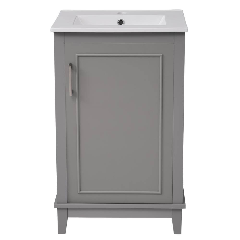 Victoria 16 in. W Freestanding Modern Design Single Sink Bath Vanity in Gray with White Ceramic Top price history on PriceWatchPro