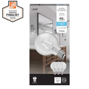 40-Watt Equivalent G25 Globe Dimmable White Filament Clear Glass E26 LED Vintage Edison LIght Bulb Daylight 5000K 3-Pack