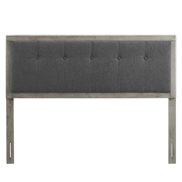 MODWAY Draper Gray Charcoal Tufted Full Fabric And Wood Headboard MOD ...