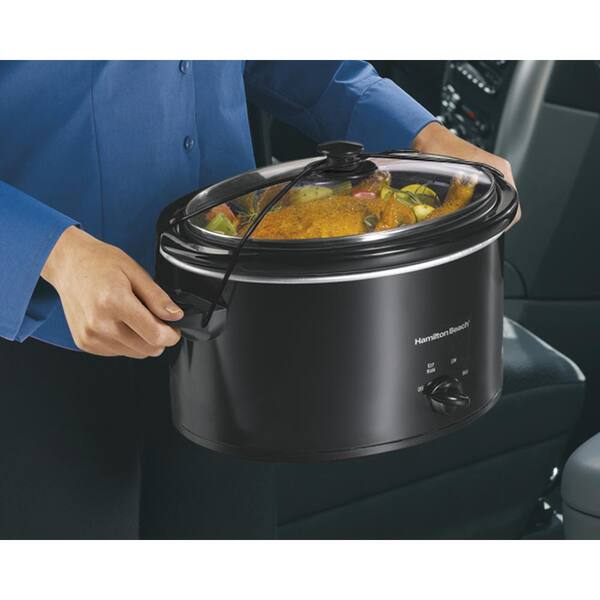 Hamilton Beach 4-Quart Slow Cooker with 3 Cooking Settings, Dishwasher-Safe  Stoneware Crock & Glass Lid, Stainless Steel (33140V)