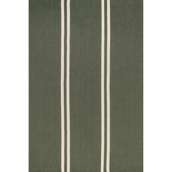 Elowen Double Striped Wool Sage Green 4 ft. x 6 ft. Indoor/Outdoor Patio Rug