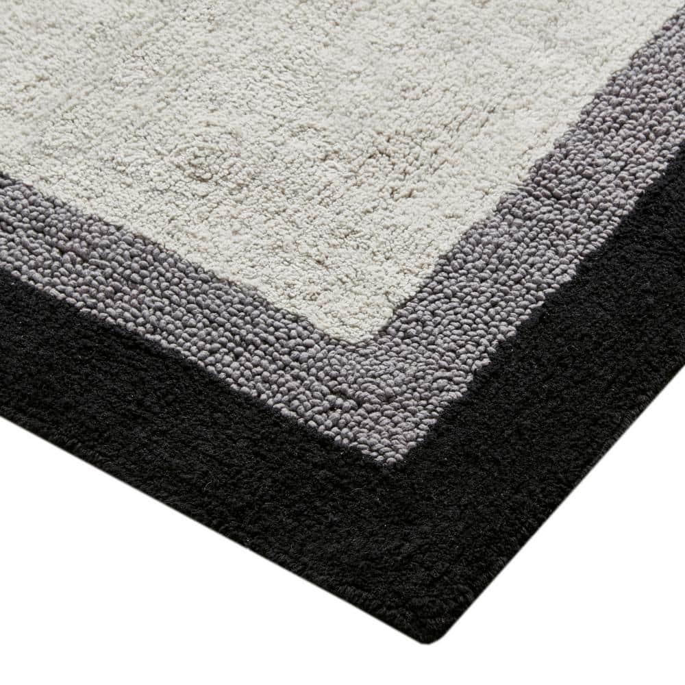 Black and Gray Cotton Tufted Bath Rug 27" x 45"