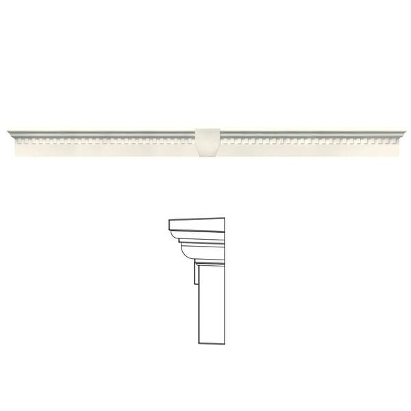 Builders Edge 6 in. x 73 5/8 in. Classic Dentil Window Header with Keystone in 034 Parchment