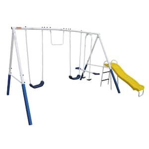 Blue Ridge Play Outdoor Backyard Playset Kids Swing Set with Slide