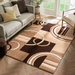 Ruby Galaxy Waves Ivory 4 ft. x 5 ft. Modern Geometric Area Rug