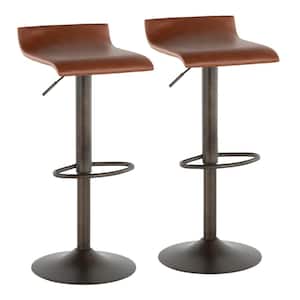Ale Industrial Adjustable Antique and Medium Brown Faux Leather Bar Stool (Set of 2)