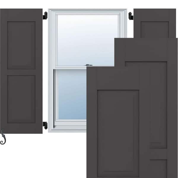 Ekena Millwork 12-in W x 41-in H Americraft Two Equal Raised Panel Exterior Real Wood Shutters (Per Pair), Shadow Mountain