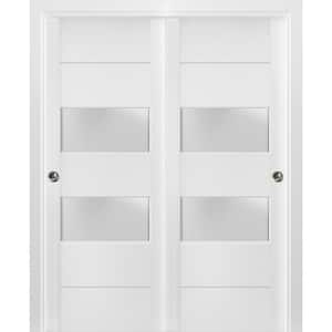 4010 56 in.  x 96 in.  White Finished Wood Sliding Door with Closet Bypass Hardware