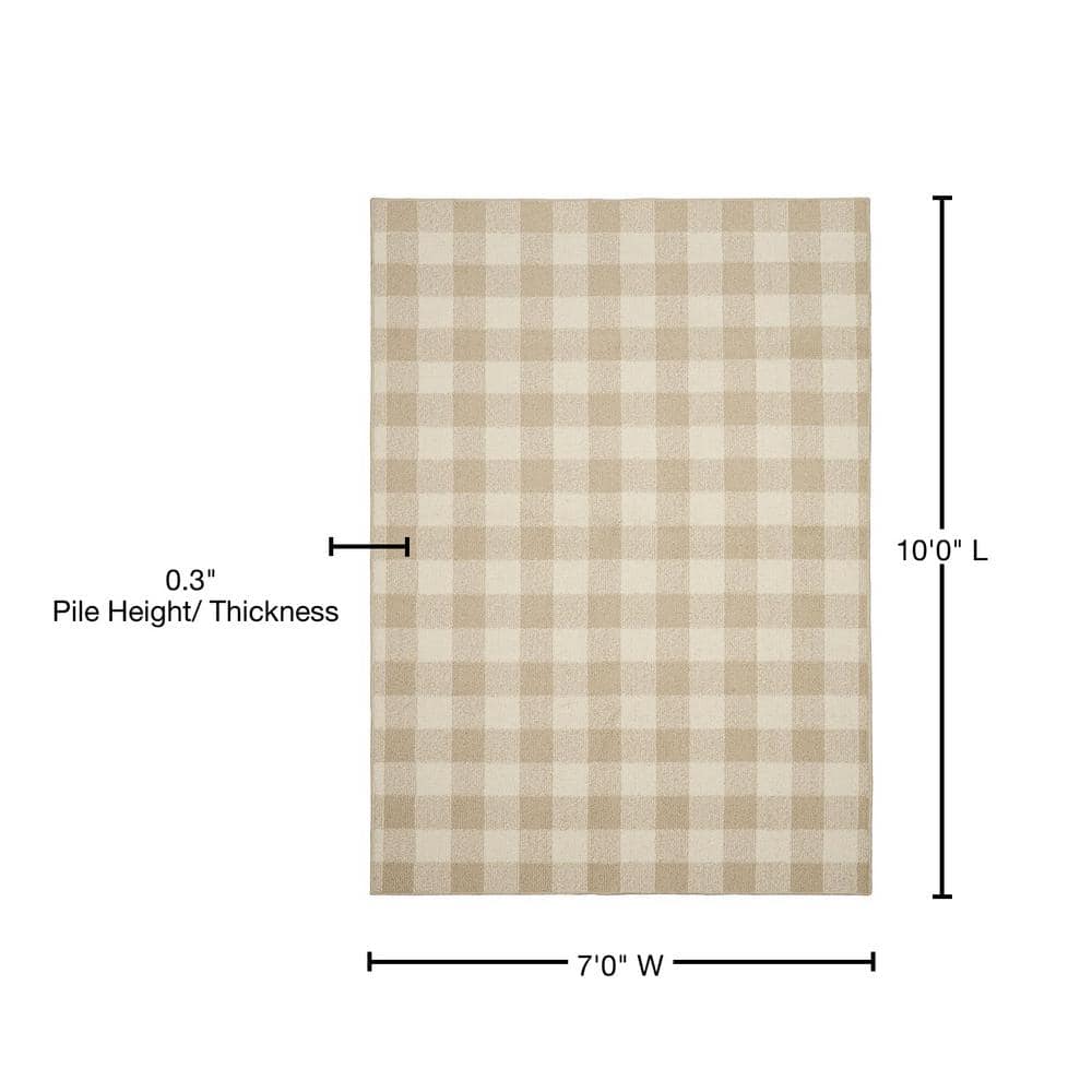 Country Charm 7' x 10' Tan/Ivory Tufted Geometric Area Rug