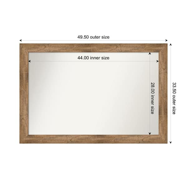 Amanti Art Owl Brown 49.5 in. W. x 33.5 in. Custom Non-Beveled Wood Framed Bathroom Vanity Wall Mirror