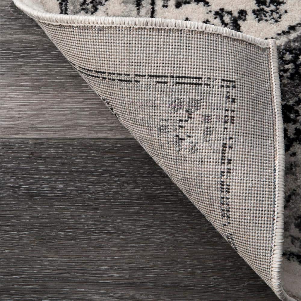 Gray 6' x 9' Synthetic Stain-Resistant Area Rug