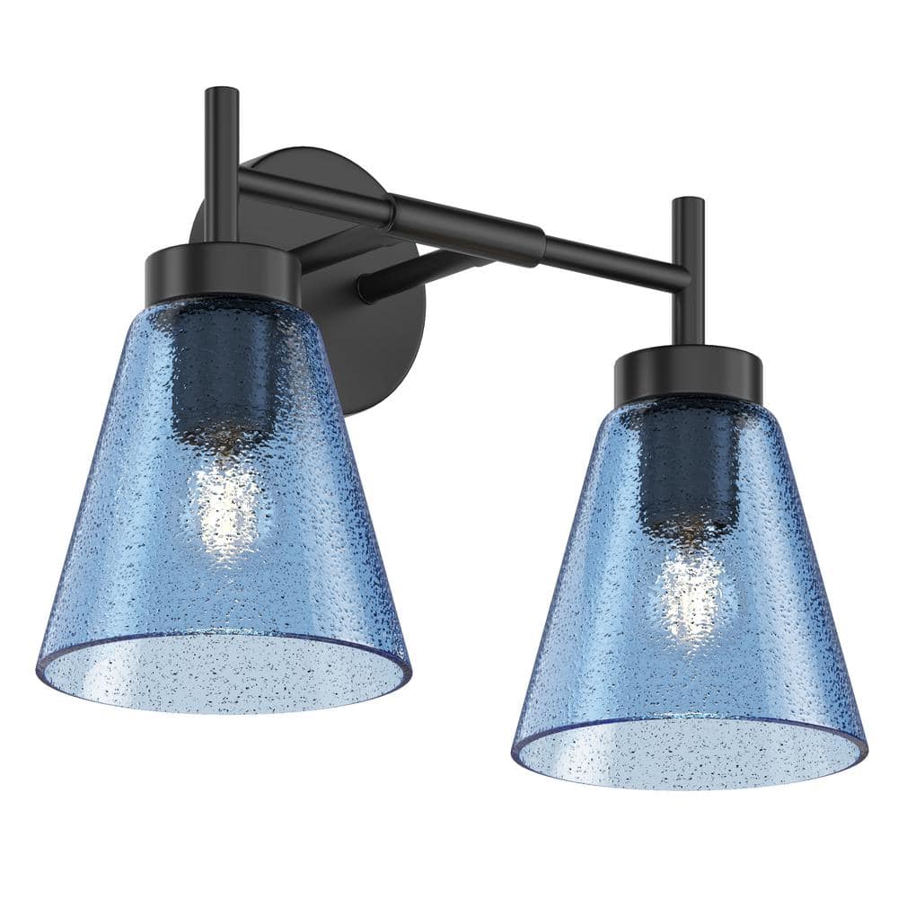 Industrial 13.97 in. 2-Light Blue Wall Mounted Vanity Light Fixture Over Mi