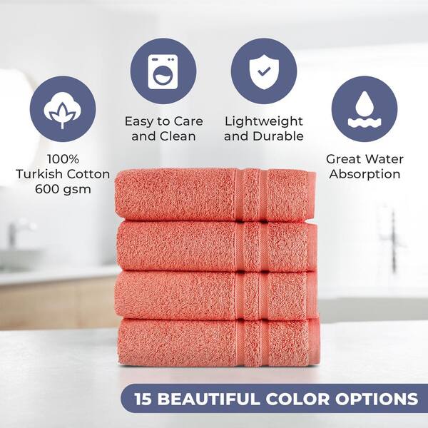 Hammam Linen 4-Piece Orange Turkish Cotton Hand Towels SN554HT06 - The Home  Depot