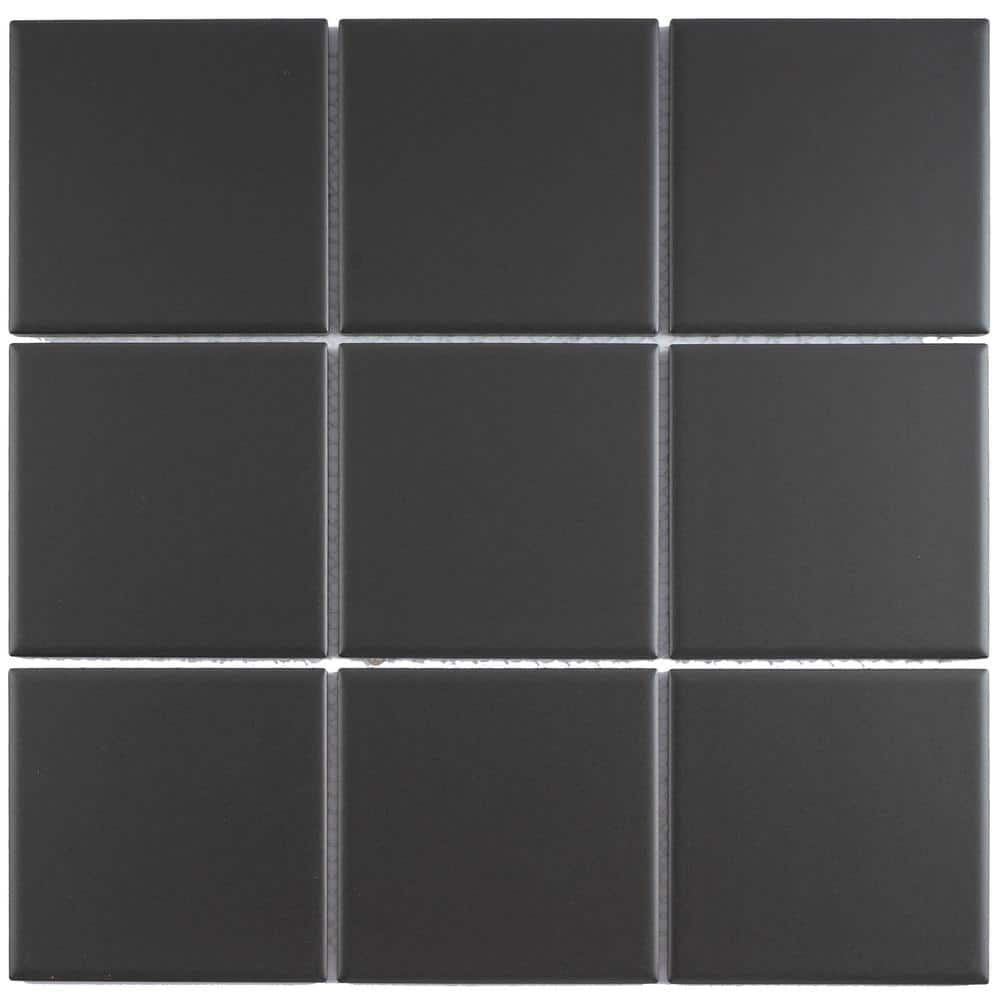 Porcetile Gray Black 11.82 in. x 11.82 in. Squares Matte Porcelain Mosaic Wall and Floor Tile (10.67 sq. ft./Case) -  MOLOVO, BT-PM13