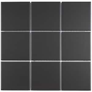 Porcetile Gray Black 11.82 in. x 11.82 in. Squares Matte Porcelain Mosaic Wall and Floor Tile (10.67 sq. ft./Case)