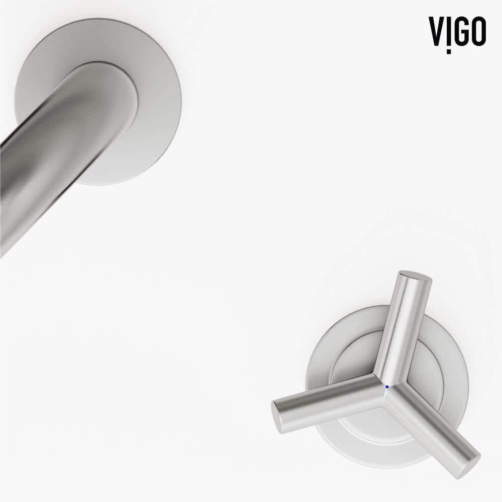 Brushed Nickel High-Arc Widespread Bathroom Faucet with Cross Handles