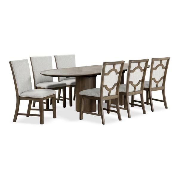 Furniture of America Garanie 7-Piece Oak Wood Top Dining