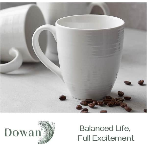 DOWAN Coffee Mugs, Balck Coffee Mugs Set of 6, 16 oz Ceramic Coffee Cugs  with Large Handles for Men Women, Porcelian Big Mug for Tea Latte, Easy to