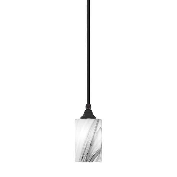 Unbranded Sparta 100-Watt 1-Light Espresso Shaded Pendant Light Mini Pendant with Onyx Swirl Glass, No Bulb Included