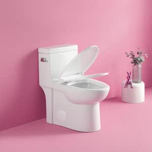 1-Piece 1.28 GPF Single Flush Elongated Toilet in Glossy White