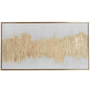 1- Panel Geode Glitter Flakes Framed Wall Art with Gold Frame 36 in. x 65 in.