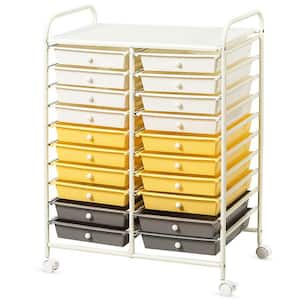 20-Drawers Yellow Rolling Storage Kitchen Cart