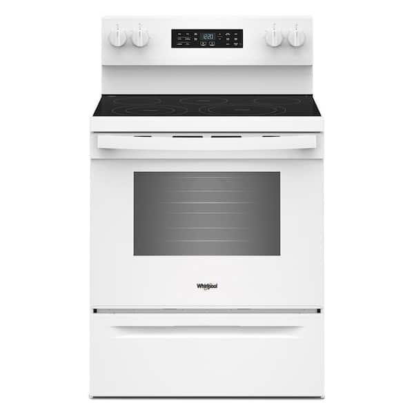 30 in. 5 Burner Elements Freestanding Electric Range in White with Air Cooking Technology