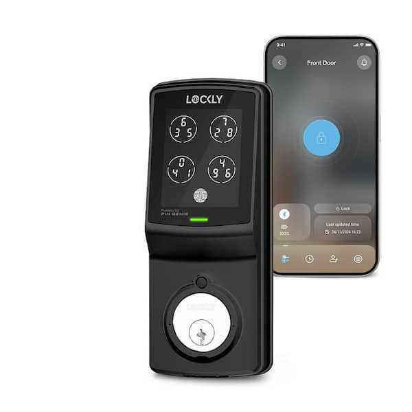 Model-S Matte Black Single-Cylinder Deadbolt Smart Lock with Hack-proof PIN Genie Keypad and Mobile App Control