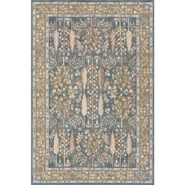 Delyra Traditional Blue 8 ft. x 10 ft. Outdoor Area Rug
