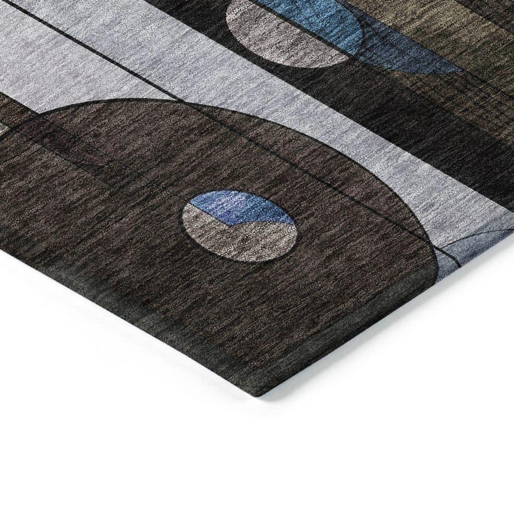 Brown Rectangular Machine Washable Synthetic Area Rug 3' x 5'