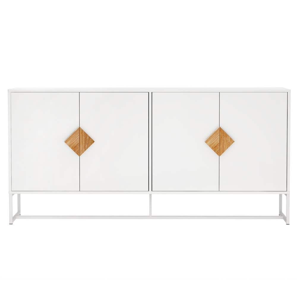  Aisurun Storage Cabinet Sideboard Buffet Cabinet Storage  Cupboard with 4 Doors & Square Metal Legs for Living Room Kitchen Entryway  (White) - Buffets & Sideboards