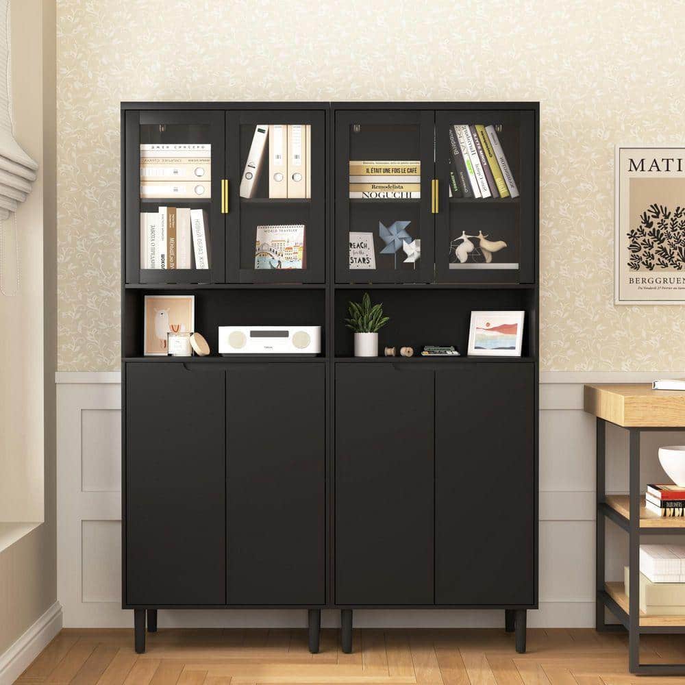 IDEAGLE Black 63 in. Accent Storage Cabinet with Adjustable