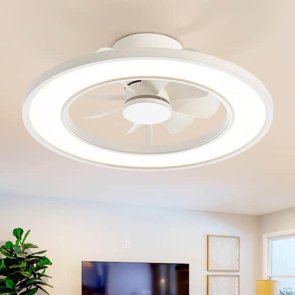Breezary 20 in. Indoor White Low Profile Fandelier Flush Ceiling