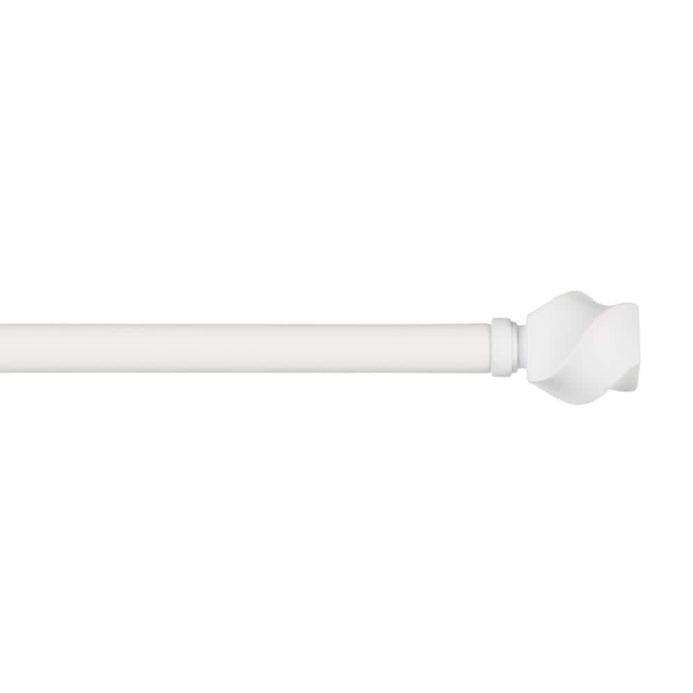 Adjustable Off White Iron Window Curtain Rod with Twisted Finials
