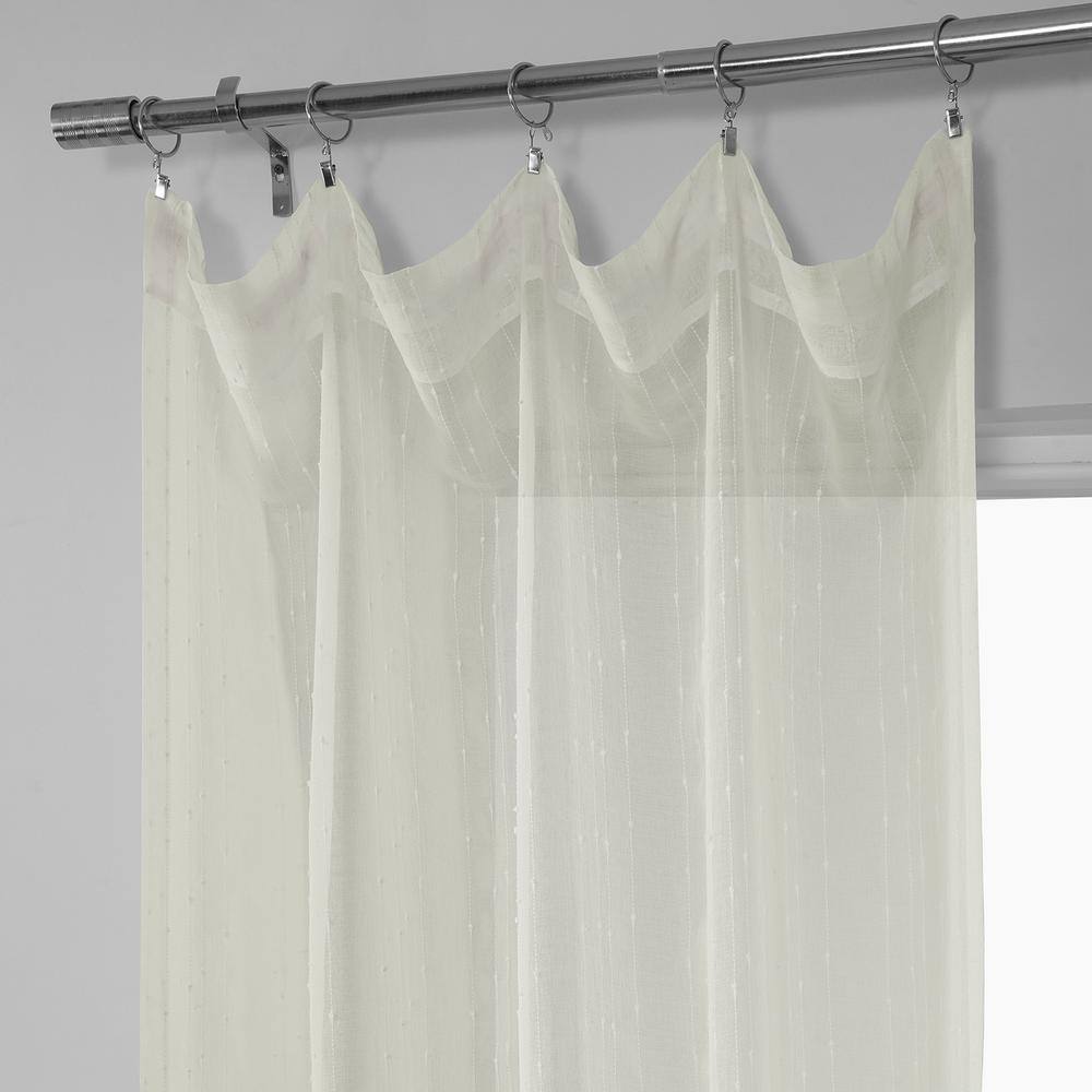 White Sheer Striped Faux Linen 108" Window Panel
