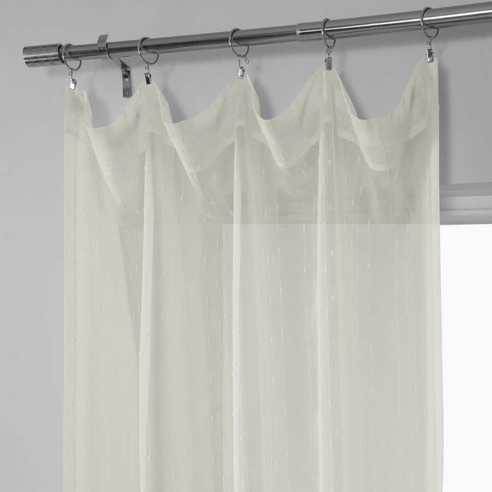 Elegant Montpellier White Sheer Linen & Polyester Curtain 50" x 96"