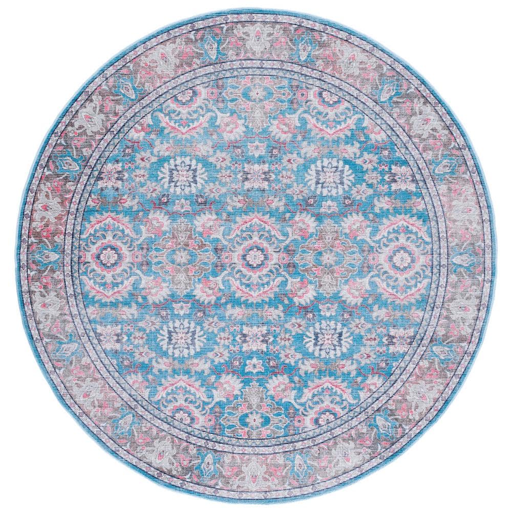 Safavieh Serapi 6'7" Round Rust and Blue Washable Area Rug