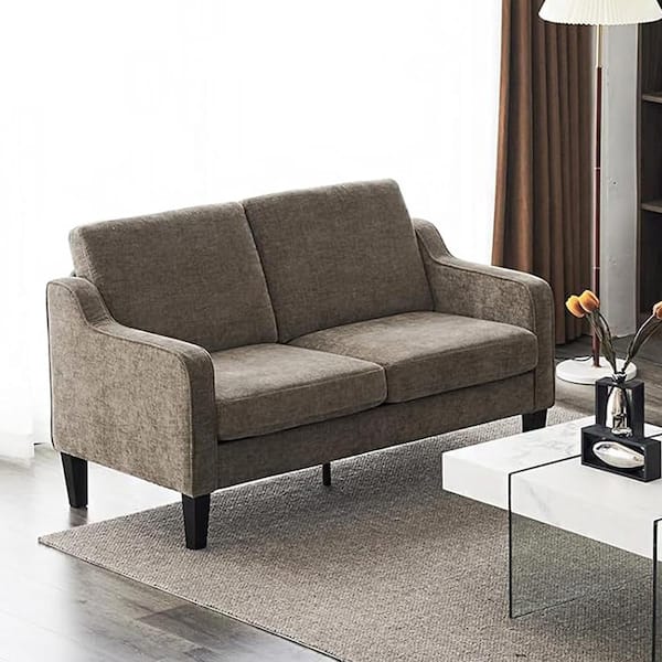 Karl home 53.6 in. Brown Chenille 2-Seater Loveseat with Cushion