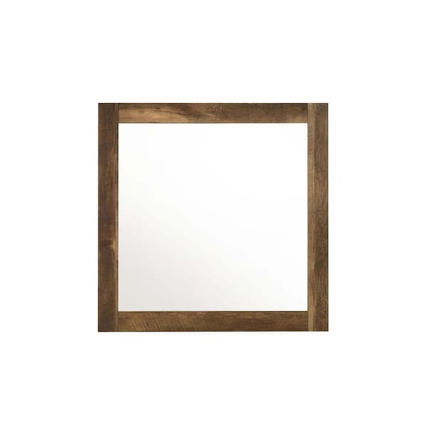 Unbranded 35 in. W x 35 in. H Square Mirror with Wood Frame for Bathroom Living Room Bedroom Entryway ; Rustic Oak