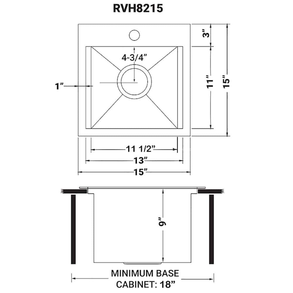 Ruvati 15'' Stainless Steel Workstation Sink with Sapele Wood Cutting Board
