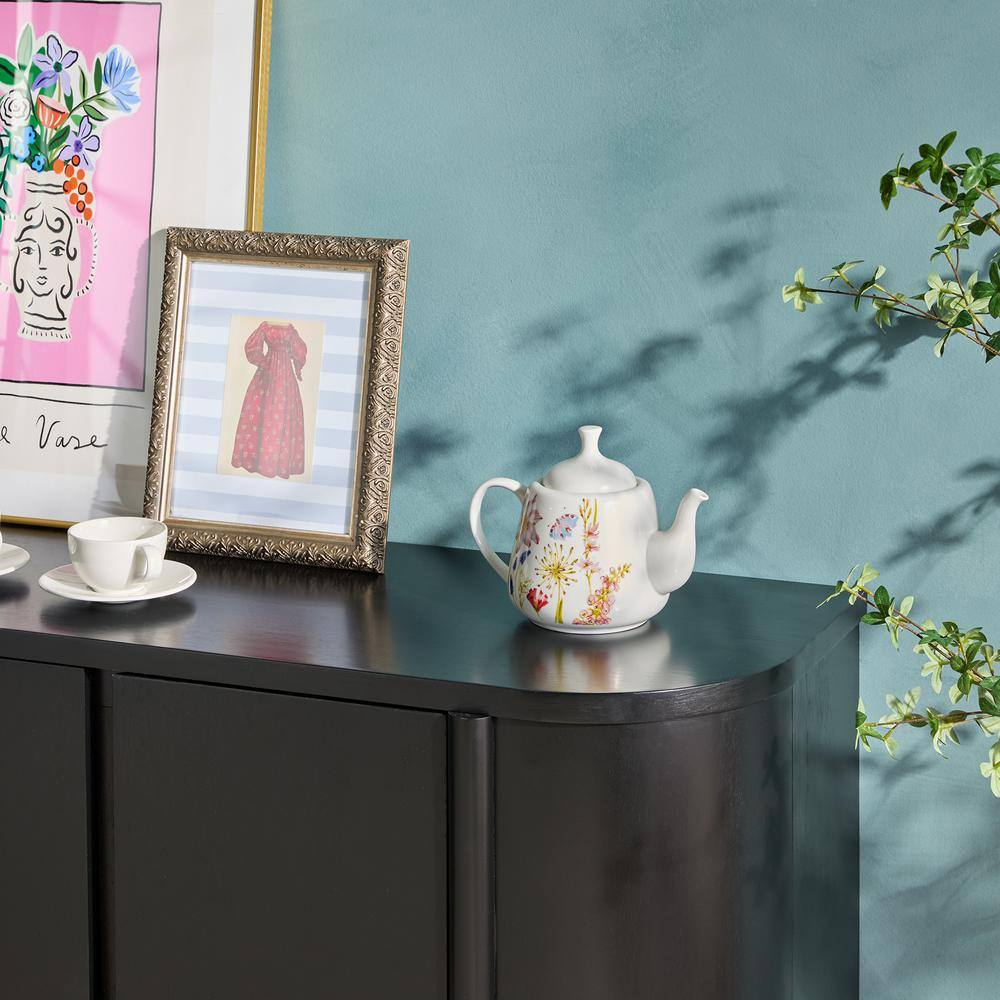 Ezra 70" Black Solid Wood Curved Sideboard Cabinet